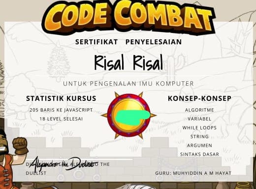 Sertifikat Kejuaraan Silat Combat