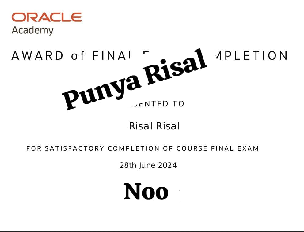 Sertifikat Resmi Oracle